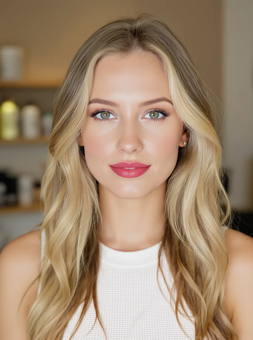 Long Buttery Blonde Soft Waves with Subtle Lowlights